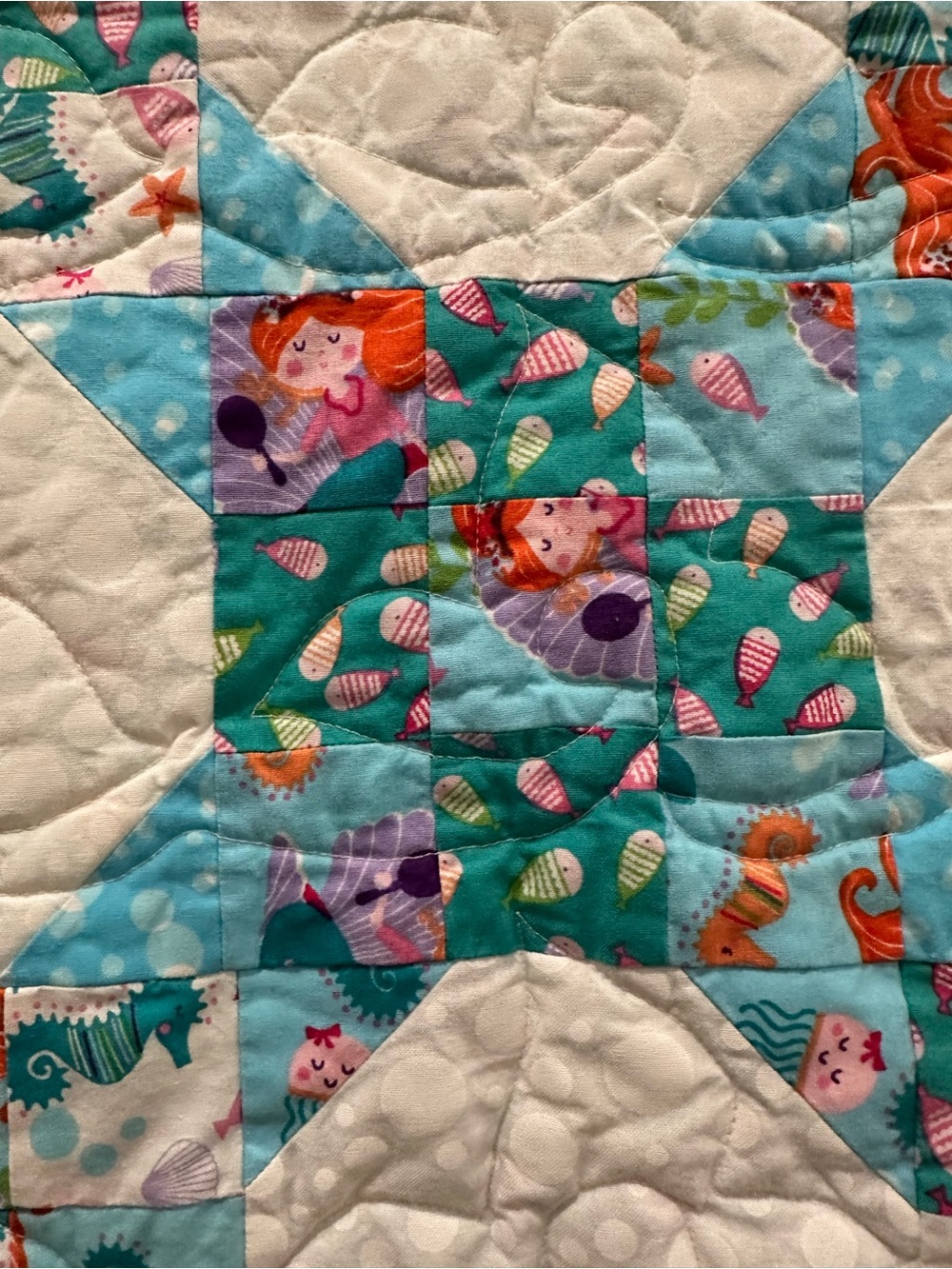 Mermaid Patchwork Quilt - Teal & Aqua